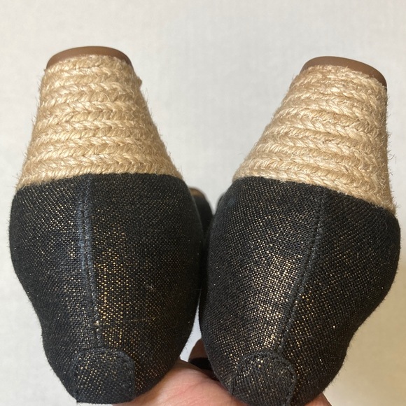 Clarks Mallory Luna Women's Wedge Heel Shoes Navy Gold Textile 26157539 Sz 8M - Picture 6 of 12